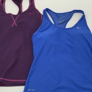TWO Nike Dri-FIT Racerback Tanks - Royal Blue & Plum
